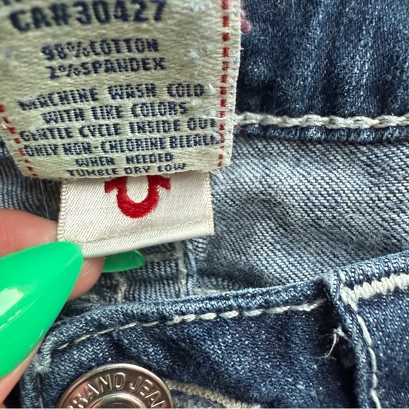 True Religion Dark Blue Straight Leg Jeans Size 27 Low Rise Casual Streetwear - Picture 11 of 14